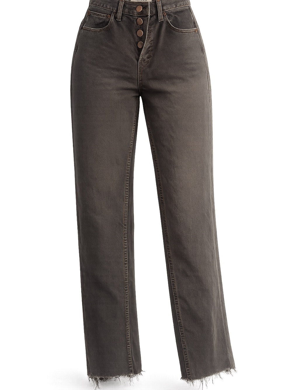 Re/Done High-Rise Straight-Leg Jeans in Charcoal Brown